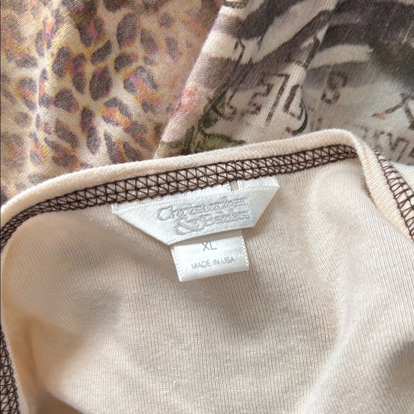 Vintage Y2K Christopher & Banks Safari Wild Beauty African Animal Print Top XL - Picture 7 of 8